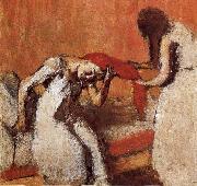 Edgar Degas Two lady dressing up hair oil painting reproduction